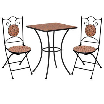 

Garden Furniture Table Set3 Piece Mosaic Bistro Set Ceramic Tile Terracotta 1 Table And 2 Chairs Set Patio Yard