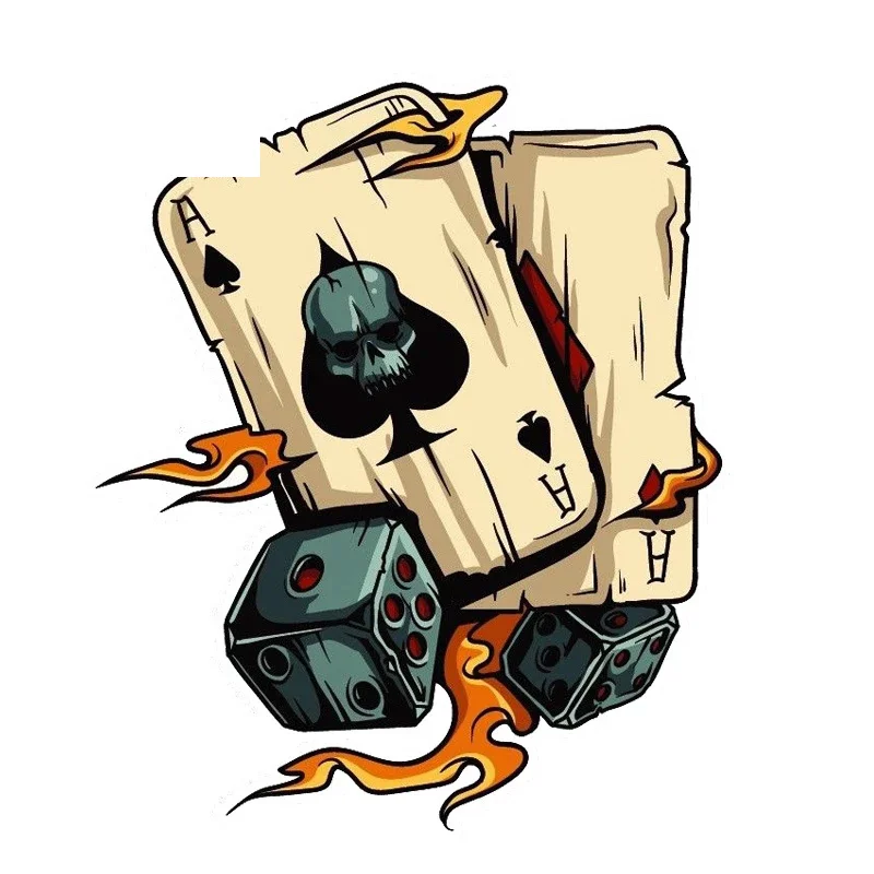 Funny Car Sticker Retro Poker Joker Skeleton Spades Ace Anime Decal Decor for RV Auto Motocross Racing Laptop Trunk Wall