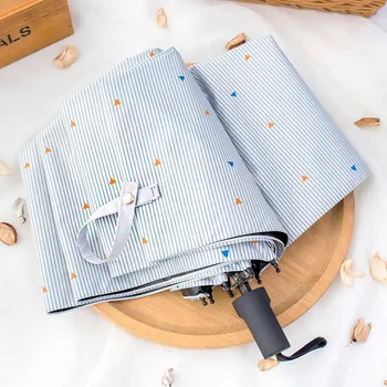 

2018 New Clear Fresh Style Stripe Automatic Umbrella For Women Girl UV Protect Rainy & Sunny Umbrella Small Pocket Dropship 3