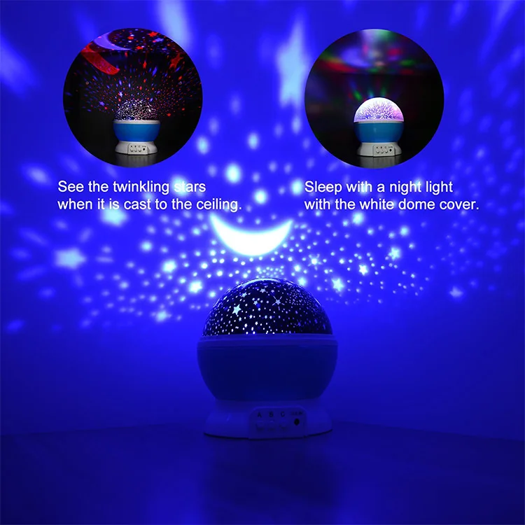 Lâmpada para Crianças Quarto do Bebê Presente de Natal Luz da Noite Projetor Estrela Rotativo Operado Nightlight Crianças Berçário Led Lua Céu 3 Led projetor estrela lua luz da noite