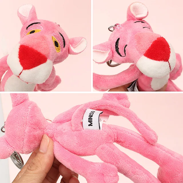 Naughty Leopard Pink Panther Key Chain Plush Stuffed Toys Baby Kids Doll Brinquedos Christmas Gift For child 4