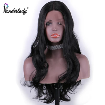 

WonderLady Synthetic Lace Front Wig For Black Women Body Wave Long Wig With Bangs Middle Part Brown Blonde Purple Ombre Wig