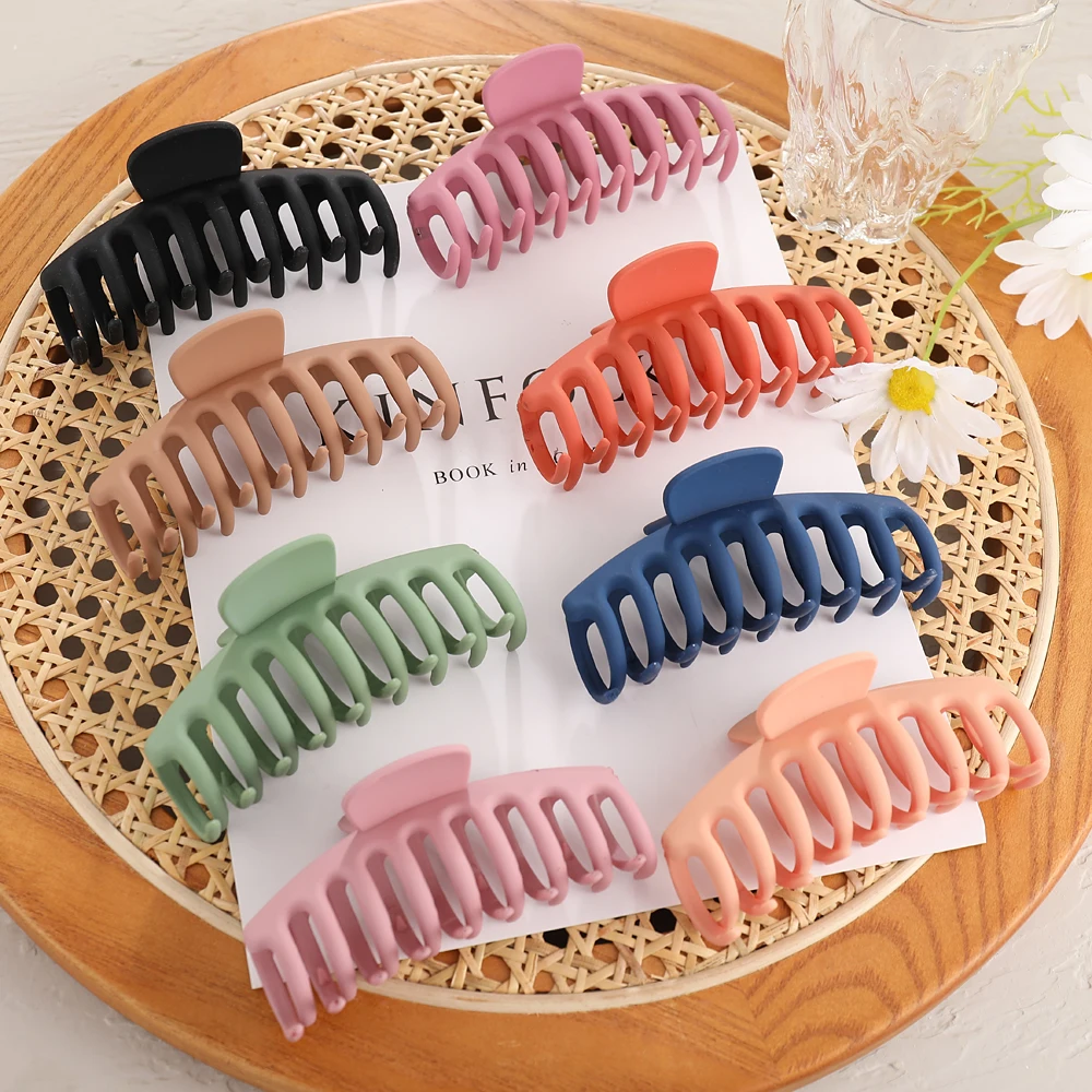 

8pcs/set Chic Colorful Hair Claws For Women Girls Hair Clips Elegant Plastic Barrette Hair Clamps Hairpins Crab Hair Accessories