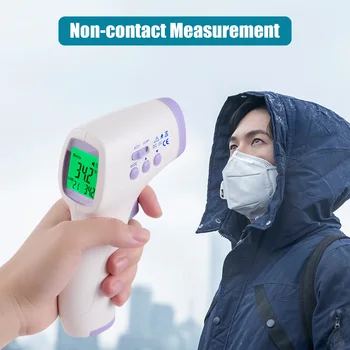 

Non-contact Infrafred IR Thermometer Forehead Ear Thermometer 1s Fast Reading Beep Alarm LCD Display Tri-color Backlight