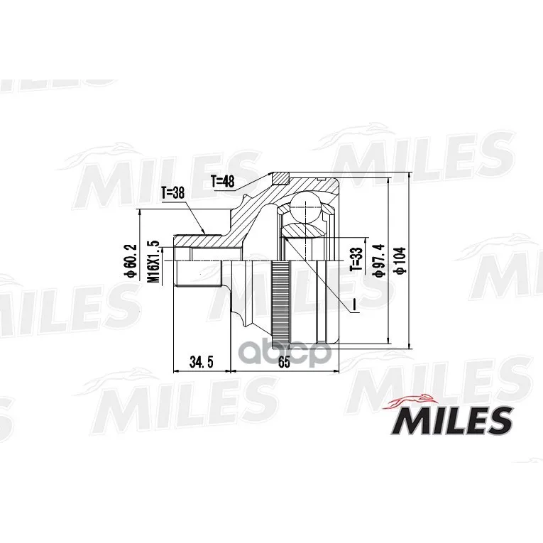 Шрус Vw Transporter Iv 1.8-2.5 90-03 Нар. Abs Miles Ga20527 Miles арт. GA20527