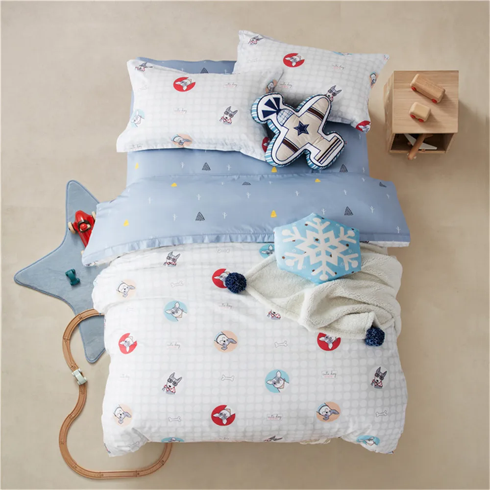 

2019 Pug Bulldog Plaids Bedlinens Twin Queen Size Bedding Set Egyptian Cotton Duvet Cover Set Bed Cover Pillowcases