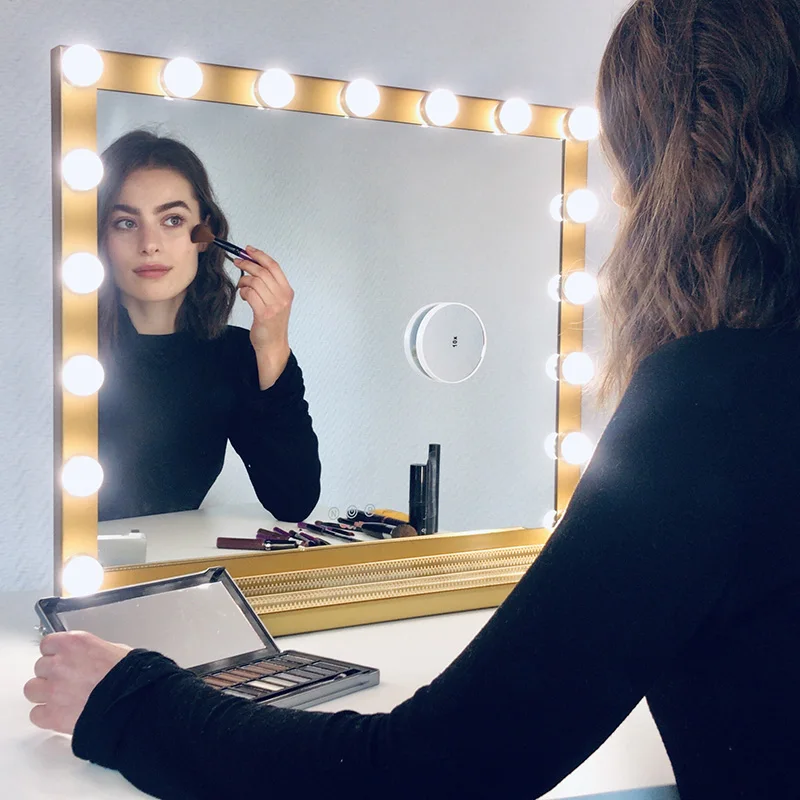 Голливудское освещенное туалетное зеркало с подсветкой туалетный столик зеркало для макияжа с регулируемой яркостью светодиодный настольный или настенный туалетный столик