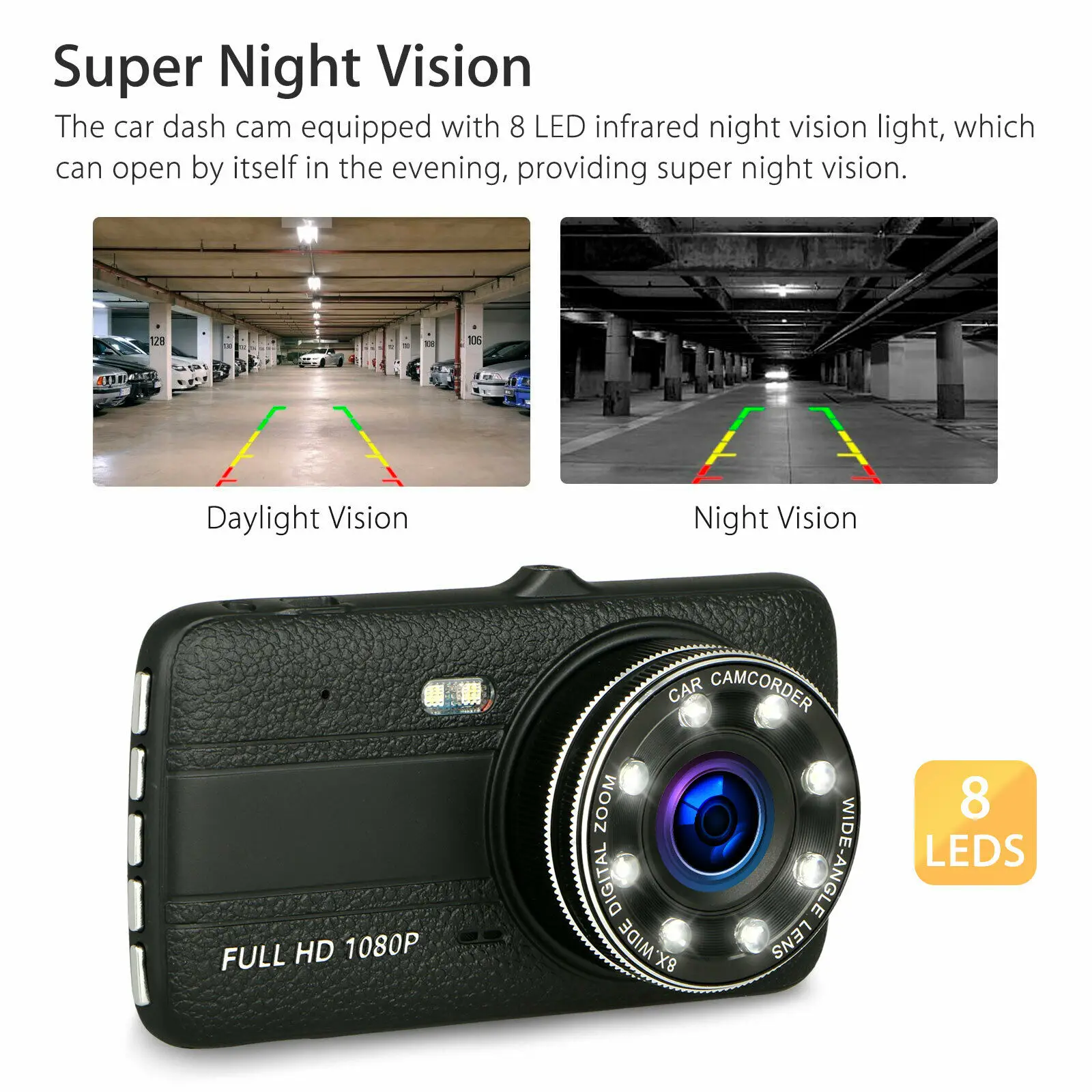 " 1080 P двойной объектив приборной панели автомобиля DVR видео рекордер Dash Cam с 8 светодиодами инфракрасная ночная версия g-сенсор камера заднего вида Автомобильные видеорегистраторы