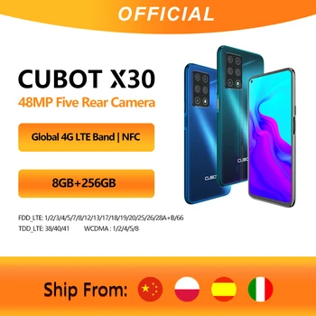 Перейти на Алиэкспресс и купить Cubot X30 смартфон 5 камер 48MP пять камер 32MP Фронтальная камера 6 + 128 ГБ/8 ГБ + 256 ГБ NFC 6,4 дюймFHD + Google Android 10 Глобальная Версия WIFI 2,4G/5G мобильные телефоны 4200...