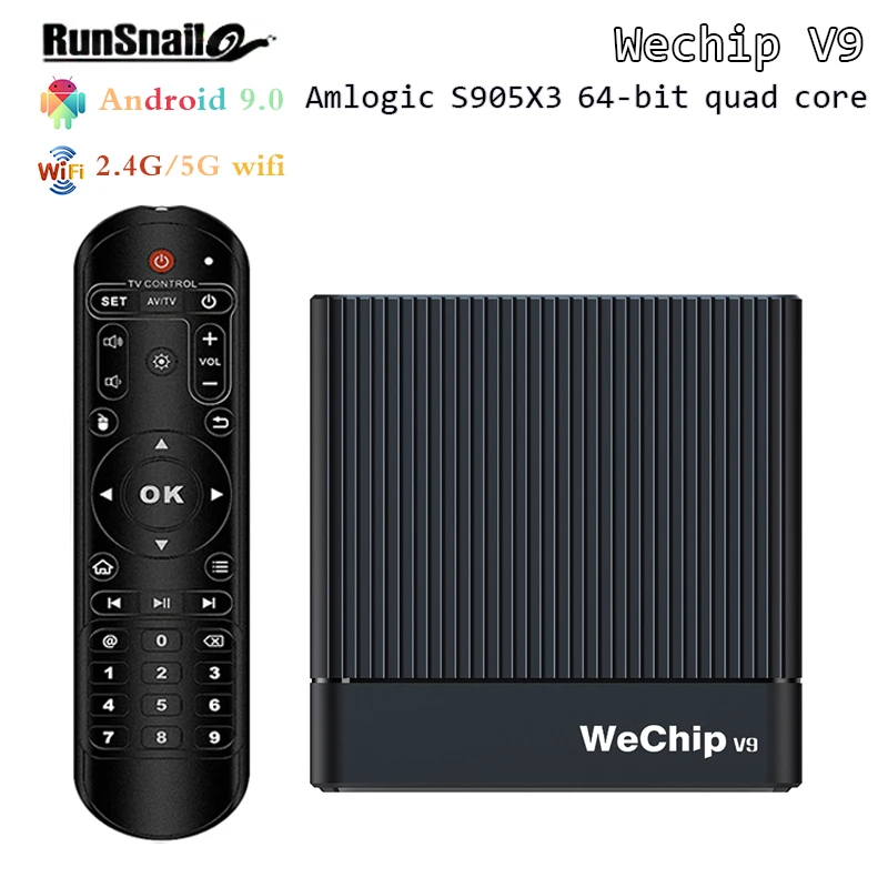 

Presale Wechip V9 Android9.0 Smart TVBOX Amlogic S905X3 Bluetooth4.0 RAM4GB ROM64GB 2.4G / 5G DualWifi Set Top Box YouTube 1080P