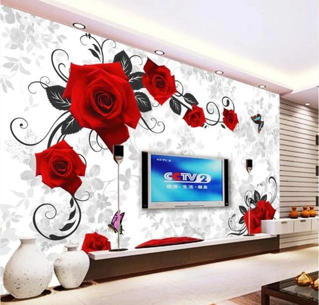 Papel pintado 3D, efecto relieve 3D, Mural de pared rosa 3D, Papel