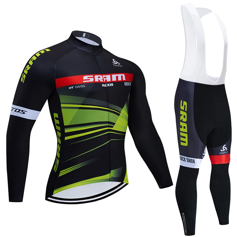 Новинка SRAM командная велосипедная майка 20D набор велосипедных штанов Ropa Ciclismo мужская зимняя термо флисовая pro трикотаж для велосипедистов одежда
