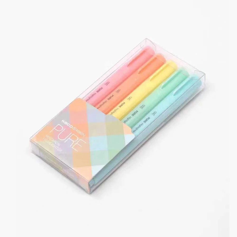 

5Colors/Lot Kaco Highlighter Macaron Pastel Color Pen for School Marker Stationery Office Mark