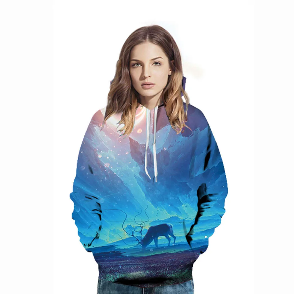 Women Hoodies And Sweatshirts Women Print Pockets Hooded Long Sleeve Hoodie Streetwear Harajuku Hoodie PulloversWoman Clothes
