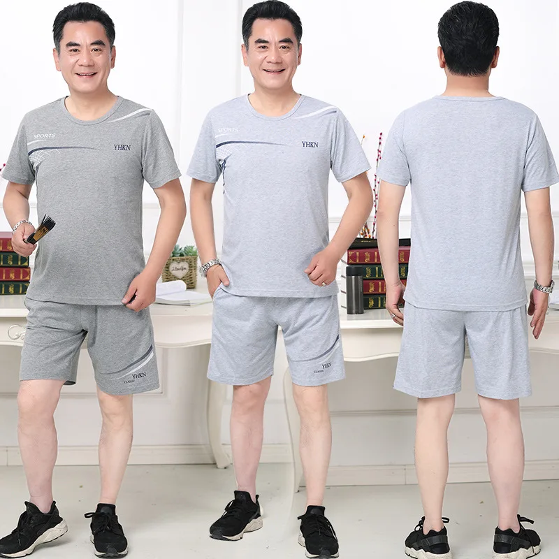 

MEN'S Wear Summer Short-sleeved Set MEN'S Short-sleeved T-shirt Summer Set Men's Large Size Daddy Clothes Laos