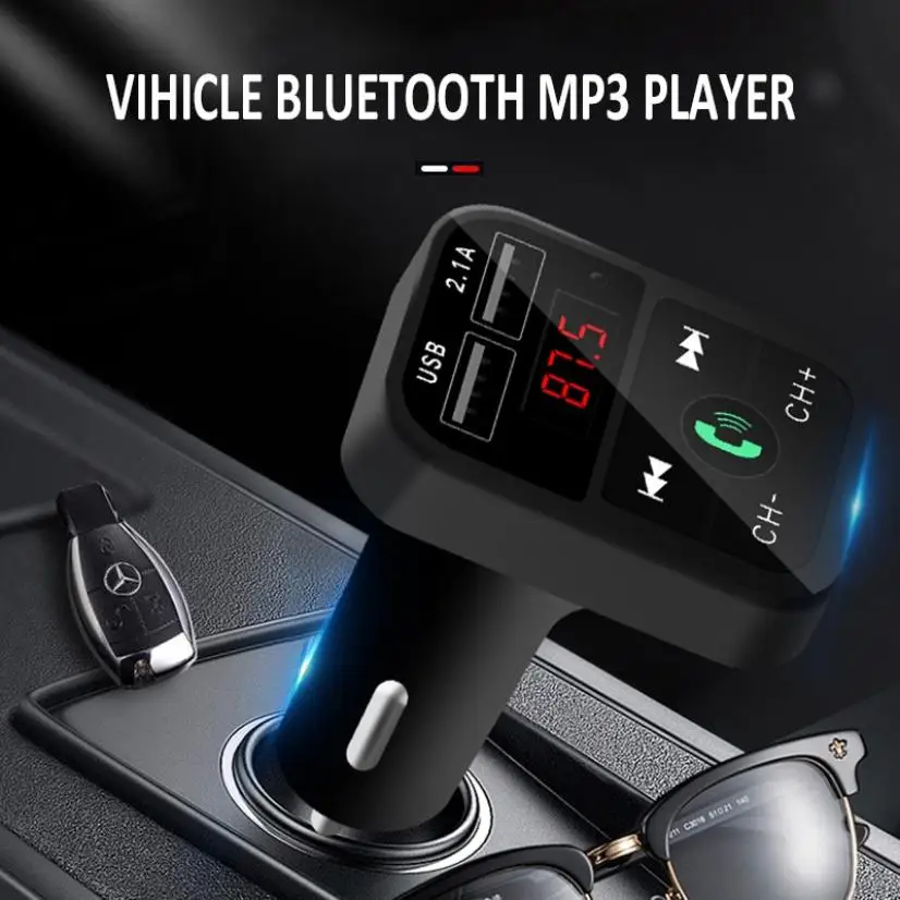 Handsfree transmisor fm bluetooth автомобильный комплект fm-радио Передатчик Автомобильный mp3 плеер USB зарядное устройство Быстрая зарядка мобильный телефон модулятор