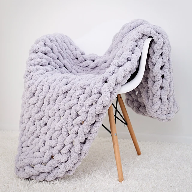 Chenille Chunky Knitted Blanket Weaving Blanket Mat Throw Chair Decor Warm Yarn Knitted Blanket Home Decor