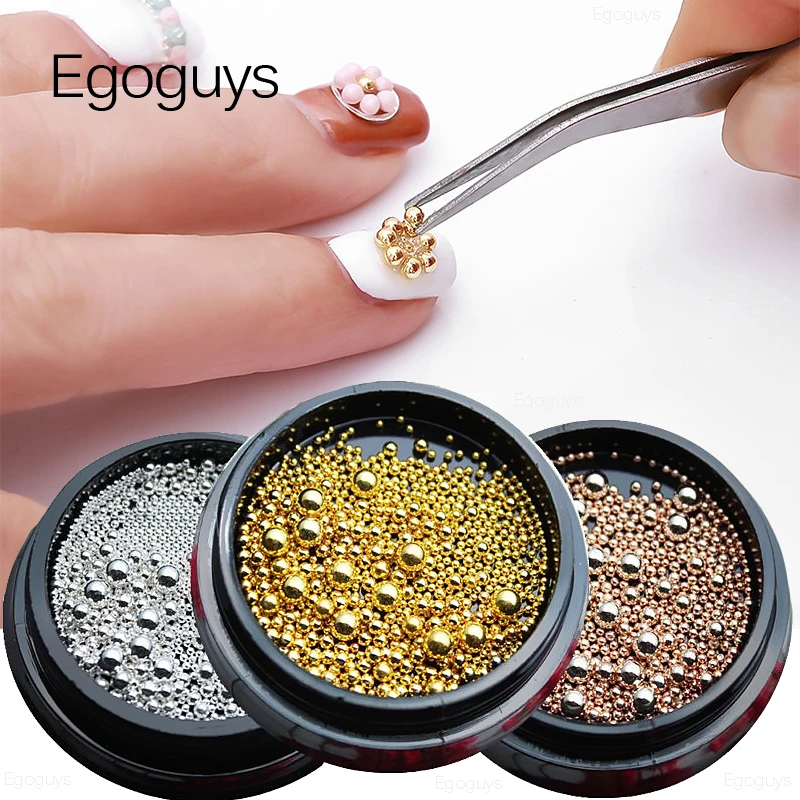 1BoxMixedSizeSmallMetalStainlessSteelBallNailArtRhinestones