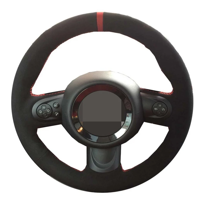 Car Steering Wheel Cover DIY Hand-stitched Black Genuine Leather Suede Covers For Mini Cooper Accessories | Автомобили и