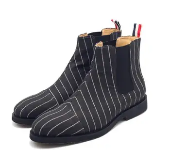 

New winter casual chelsea boots classics cotton striped men ankle boots shoes men's boots slip on men's boots