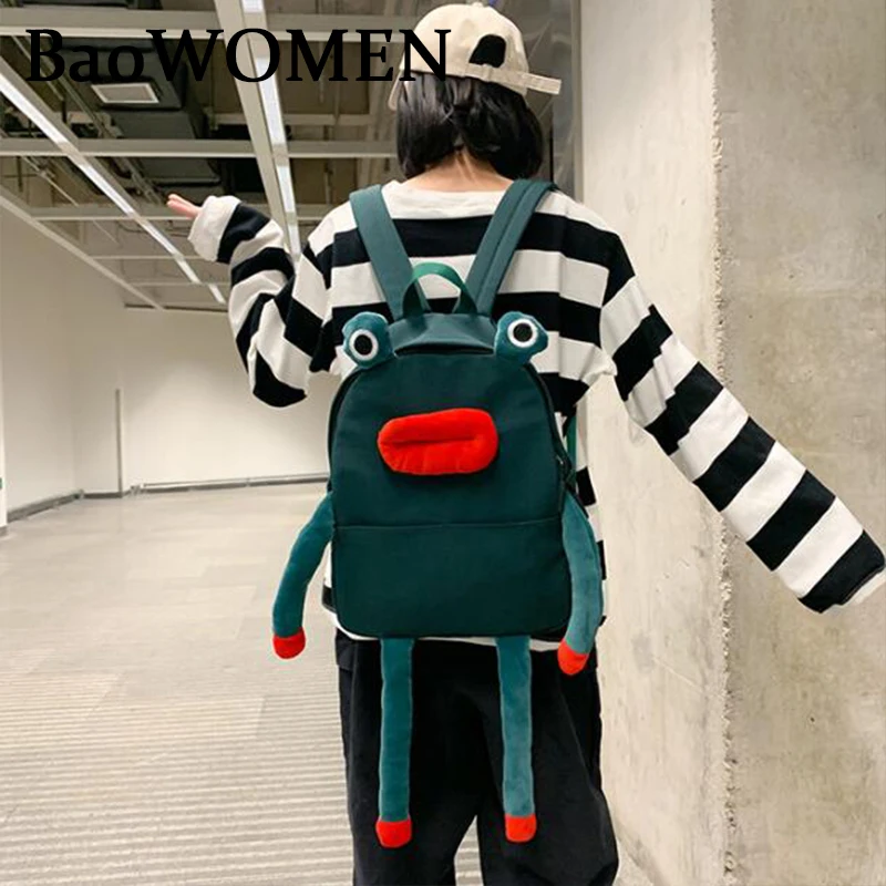 BaoWomen Japan Anime Fashion Frog Backpack Women Multifunction Students School Bag Cute Oxford Cloth Backpacks For Birthday Gift | Багаж и