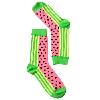 

1pair Cotton Soft Casual Socks Long Autumn Winter Warm Socks Men Women Creative Watermelon Corn Character Colorful Calzini