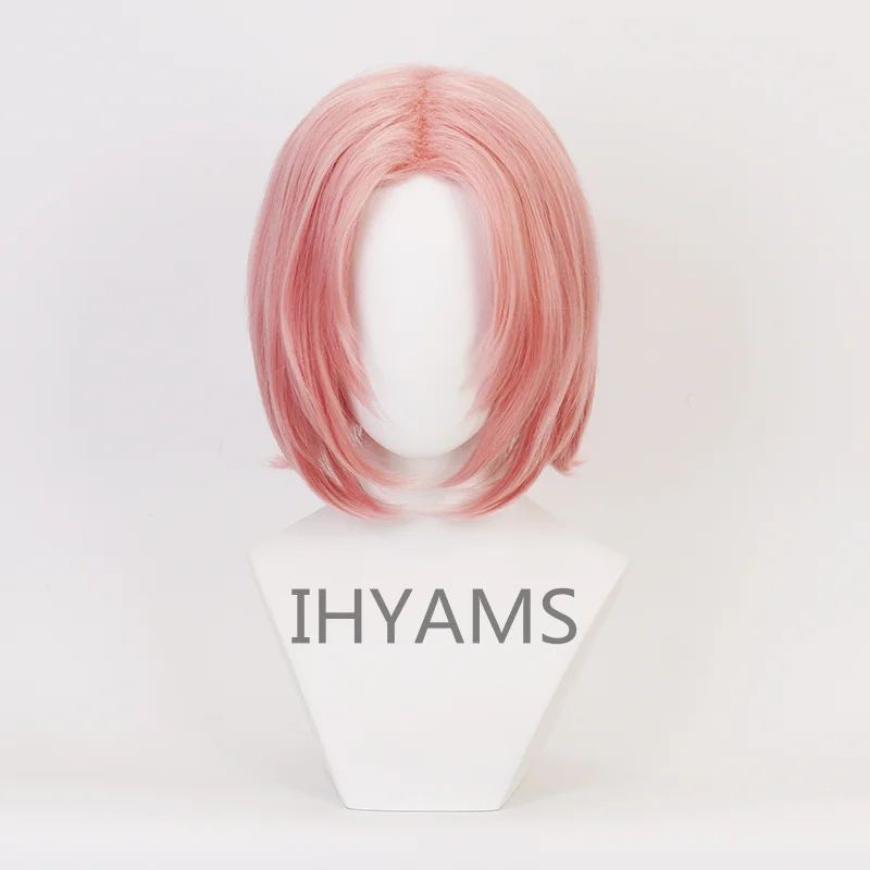 Haruno Sakura Short Pink Styled Heat Resistant Synthetic Hair Cosplay Wig + Black/Red /Blue Ribbon (choice) Cap |