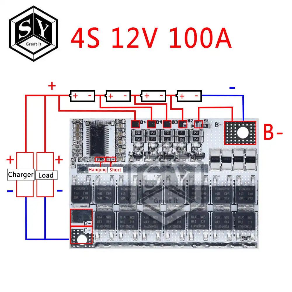 3 s/4S/5S Bms 12 В 16,8 в 21 в 3,7 в 100a литий-ионная ЛМО тернарная литиевая батарея защита печатная плата литий-полимерная баланс зарядки - Цвет: 4S 12V 100A