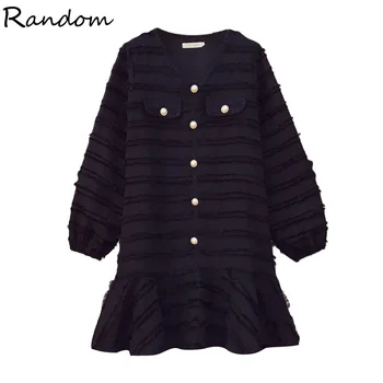 

Plus Size Women Elegant Party Black Dress 2020 Long Sleeve Solid Single-breasted Jacquard Sexy Dresses Femme Fashion Clothing