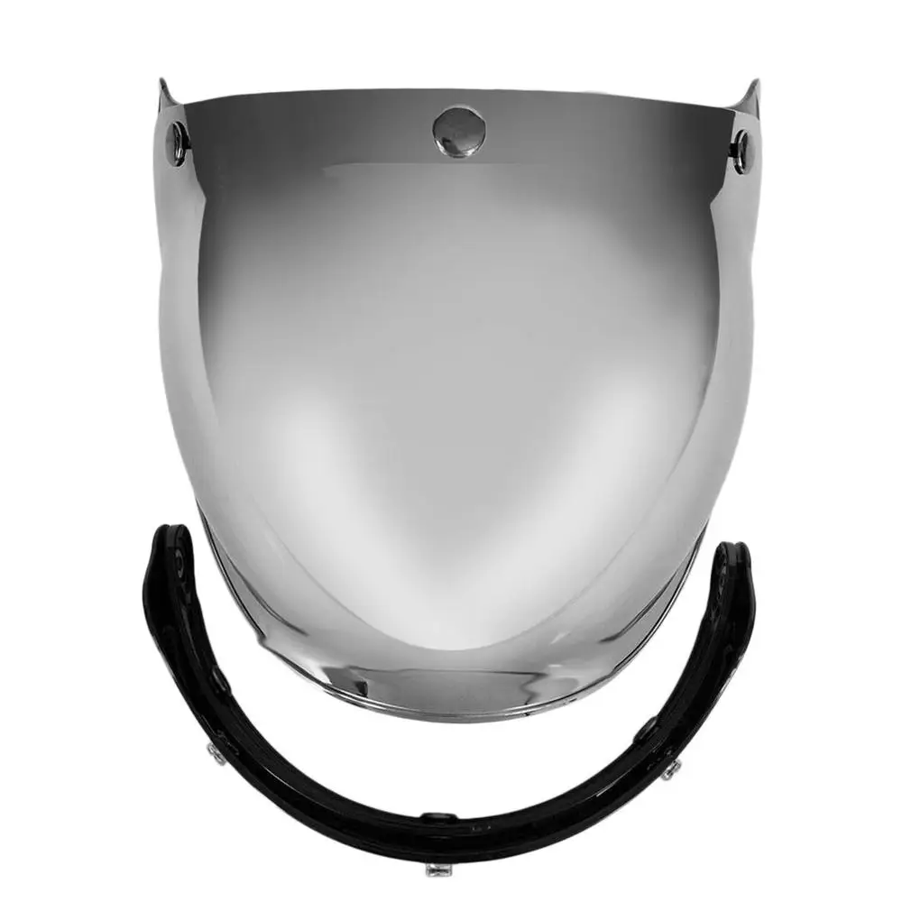 Мотоциклетный шлем с ветровым стеклом, винтажные стильные шлемы, 3 защелки, Стильный шлем с пузырьковым козырьком, защита от ультрафиолета 400 - Цвет: Silver coated