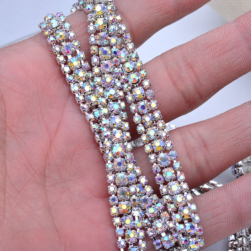 JUNAO-1yard-3Row-Clear-White-Crystal-Ribbon-Glass-Rhinestones-Chain-Sewing-Crystal-Trim-Beads-Applique-Strass (5)