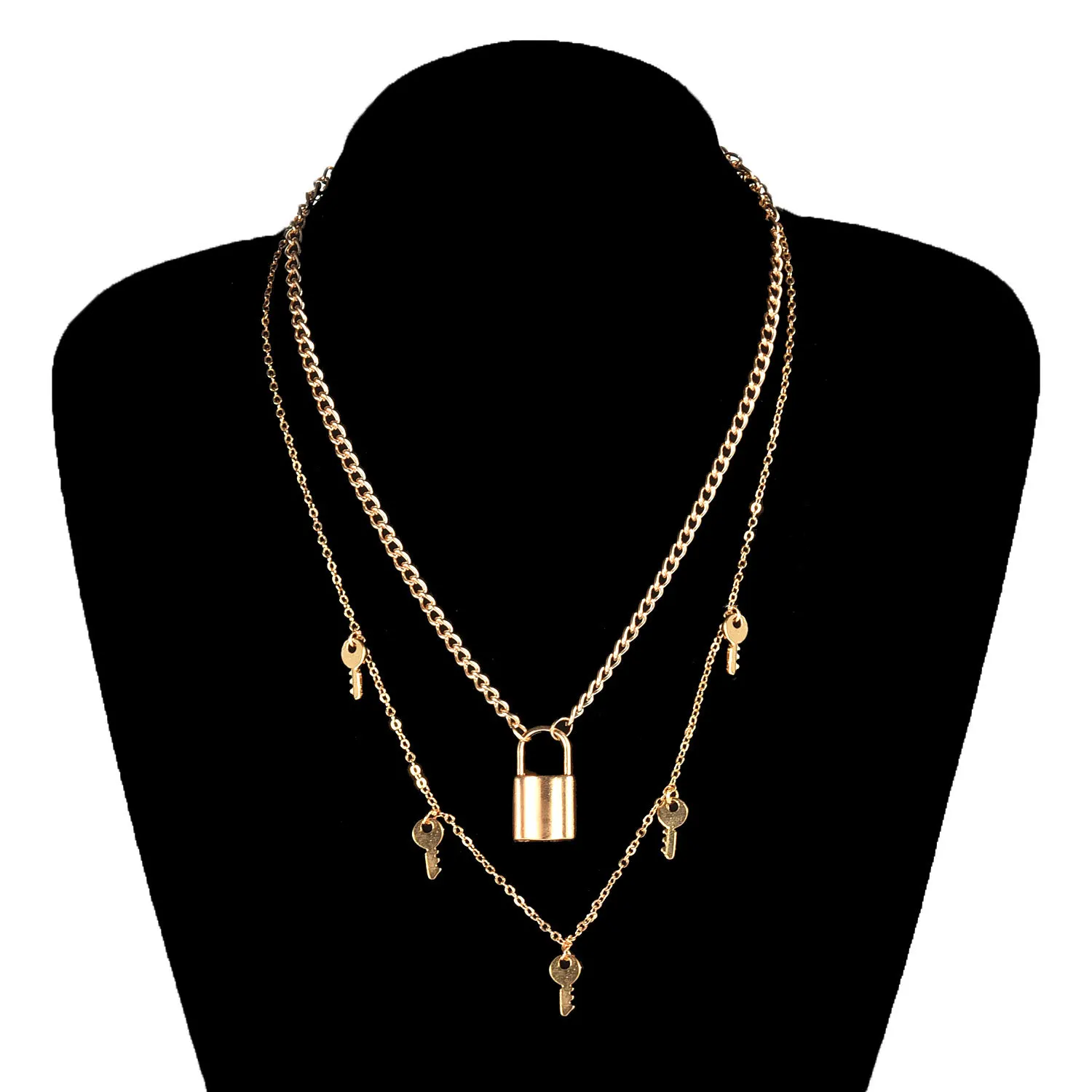 Модный панк преувеличенный металлический замок с ключом ожерелье кулоном
