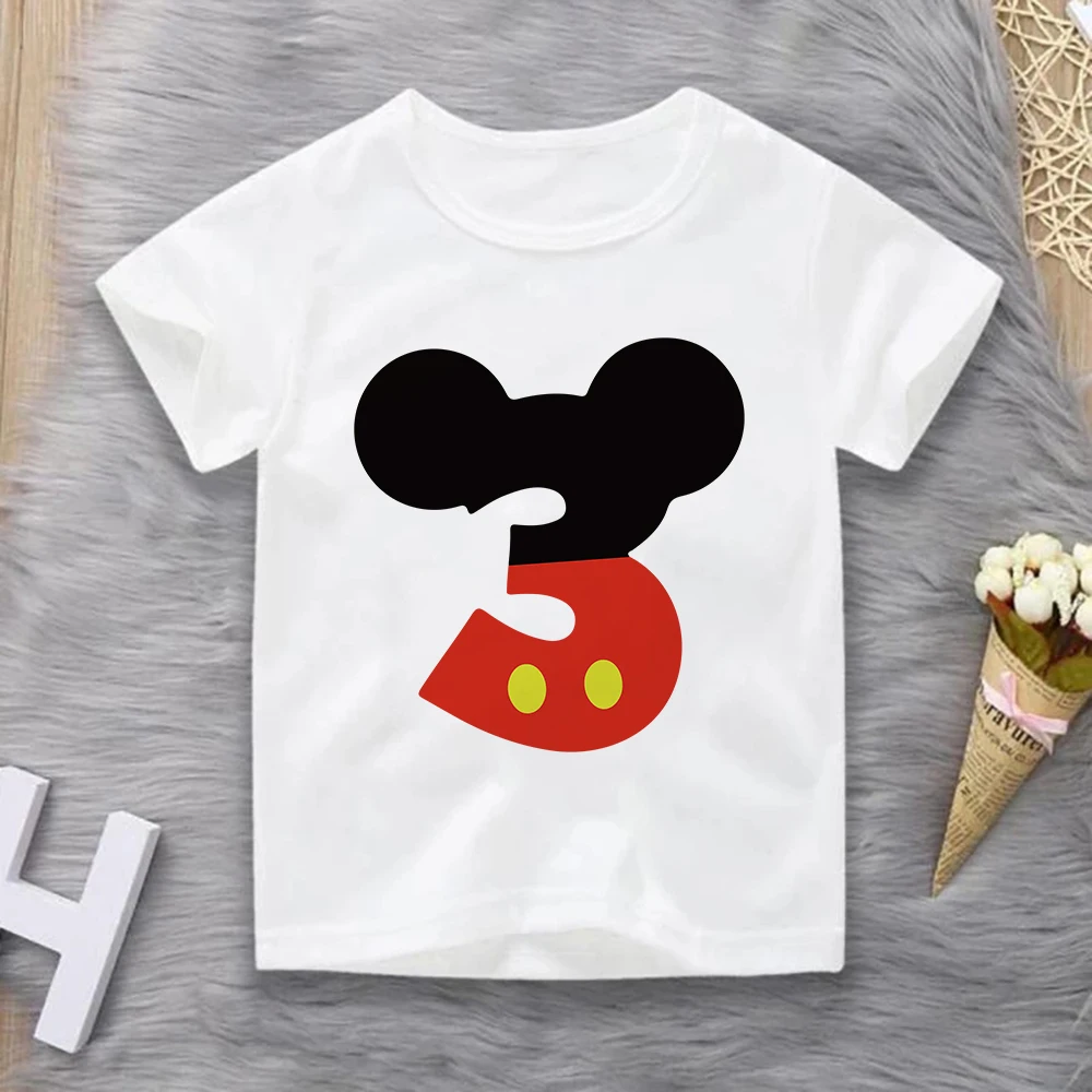 Unirse Violar Credo Camiseta de dibujos animados de Disney para niños, camisa con estampado de  número y nombre de cumpleaños, Mickey Mouse, regalo divertido para niños y  niñas|Camisetas| - AliExpress