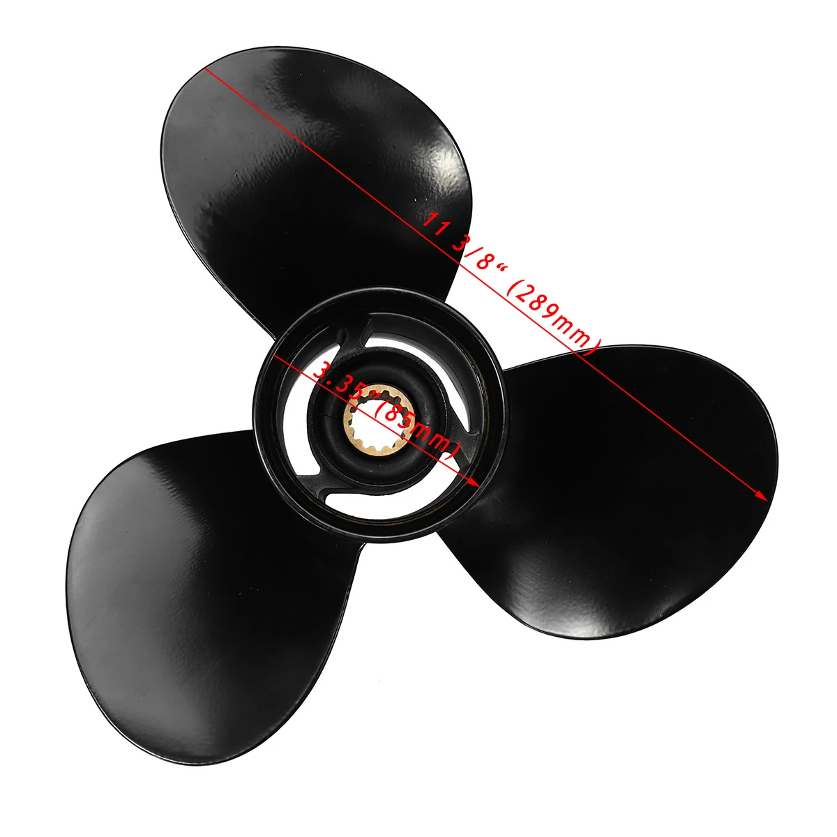 

Boat Outboard Propeller 48-855856A5 11 3/8 x 12 Aluminum Alloy Fit for Mercury 25-70HP 3 Blades 13 Spline Tooths R Rotation