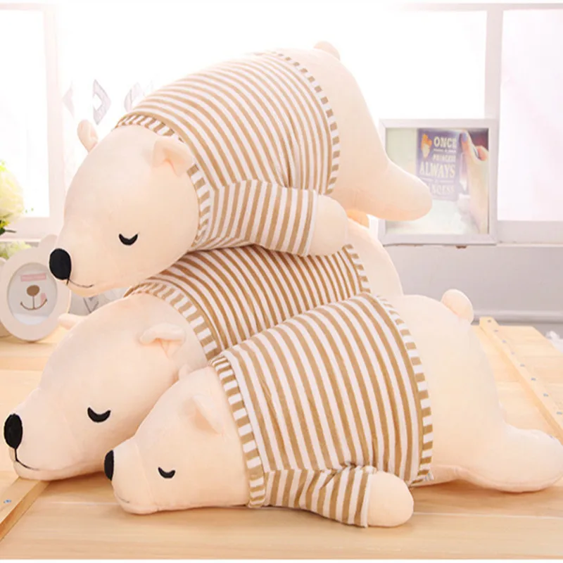 

Dress Leaning Bear Polar Bear Plush Toys Stripes Bear Hug Valentine's Day Women's Birthday Gift Doll a Generation of Fat