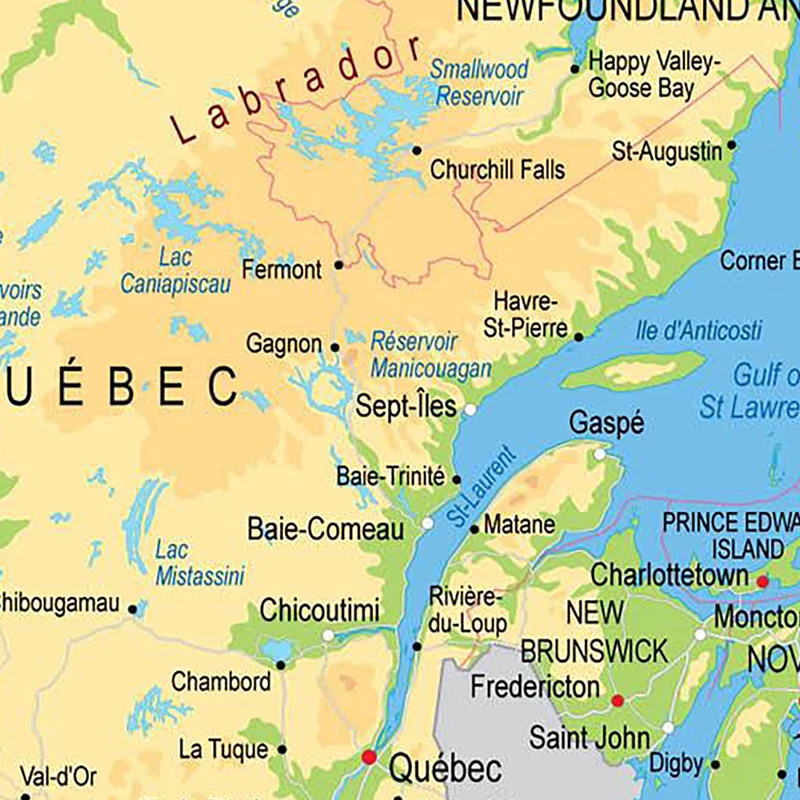Topographic Map of Canada In French 60*90cm Wall Art Poster Canvas Painting For Office Supplies Home Decoration School Supplies