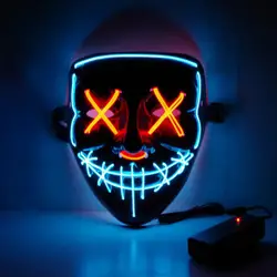 Пасхальная светодио дный ящаяся маска на Хэллоуин ужас гримаса кровавая EL Wire Рождественская карнавечерние вал Вечеринка клуб бар DJ