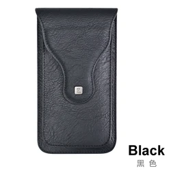 Puloka Men's Leather Waist Phone Bag - Stylish Universal Mobile Carrier - Universal (Black)