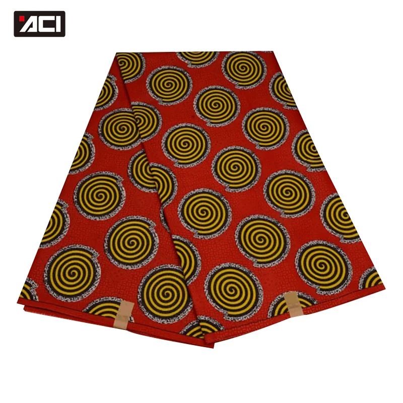 

ACI New Ankara Fabric African Real Wax Print 6 Yards/Piece Polyester Material Veritable Wax Tissu Patchwork For Wedding Dress
