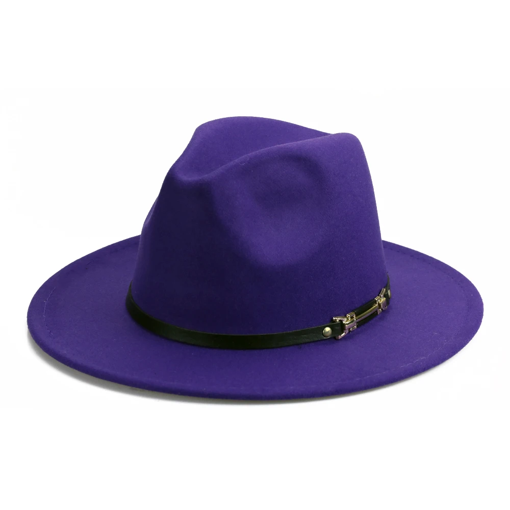 YY PU ремень Fedora шляпа для мужчин зимние теплые шляпы Трилби женщин с широкими полями Джаз Панама Винтаж фетровая Кепка Пряжка Декор FD19050