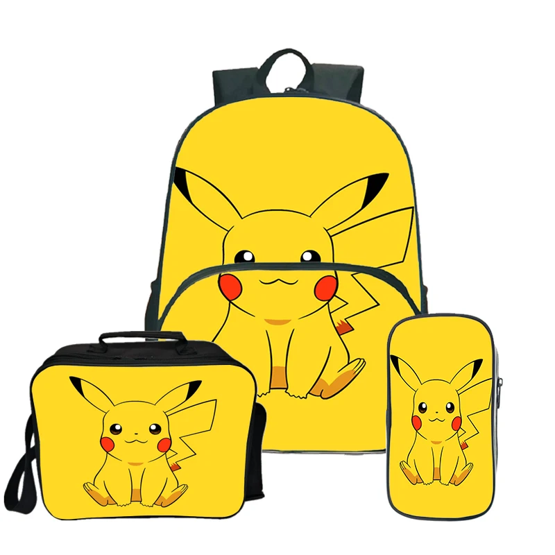 Pokemon Pikachu Kawaii рюкзак Пенал Школьный рюкзак для подростков девочек мальчиков рюкзак для ланча 3 шт./компл. детский дорожный рюкзак