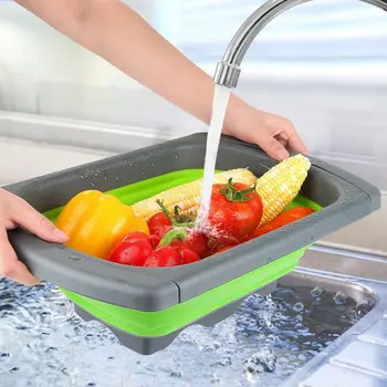 

Kitchen Water Filter Basket Retractable Sink Handle Folding Drain Basket Sink Fruit Storage Basket