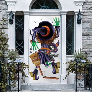 

Hot Sale Halloween Death Gate Door Sticker Creative PVC Wall Sticker Glass Window Stickers Room Decoration Party Wall Decor