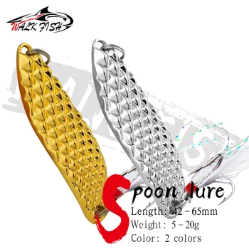 WALK FISH 1Pcs 금속 회 전자 숟가락 낚시는 깃털 트레블 훅 송어 파이크베이스 7g 10g 15g 골드 실버 인공 미끼를 미끼