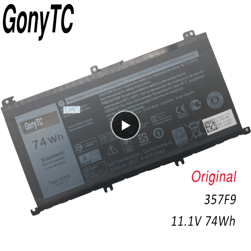 GONYTC 11 1 V 74Wh новый оригинальный ноутбук Батарея для Dell 357F9 Inspiron 15 7559 7000 INS15PD-1548B