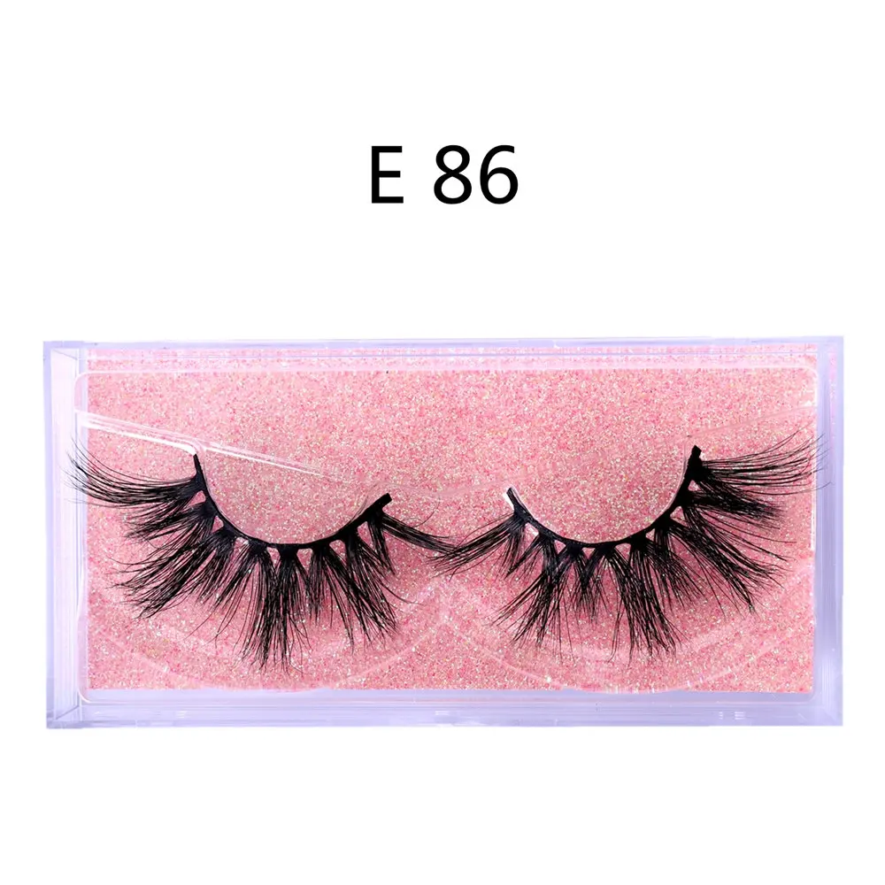 WOWANGEL 1 Pair Box Long Cross 25mm High Cruelty Mink Makeup Natural 3D Fake Natural False Eyelashes E88 - Цвет: E86
