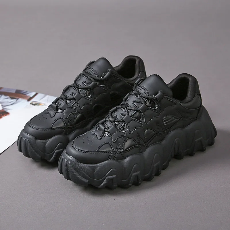 

Girl Casual White Shoes Women Platform Sneakers Brand Female Trainers Thick Bottom zapatos de mujer Ladies Chunky footware Black