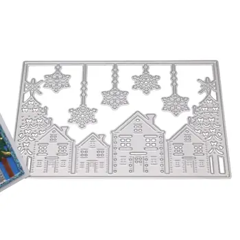 

Christmas House Snowflake Metal Cutting Dies Stencil DIY Scrapbooking Album Stamp Paper Card Embossing Decor Craft