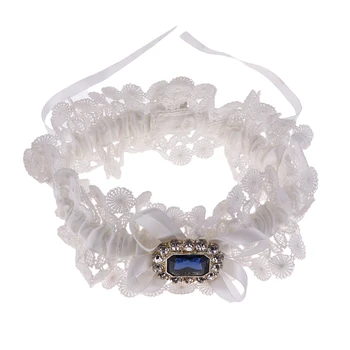 

White Garter Wedding Bowknot Rhinestone Bridal Garter Wedding Garter Lace White Girl Leg Ring lady costume accessory