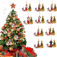Colgante de árbol de Navidad para niños, adornos decorativos para el hogar, regalo de Navidad y Año Nuevo, lindo perro, muñeco de nieve, 2021